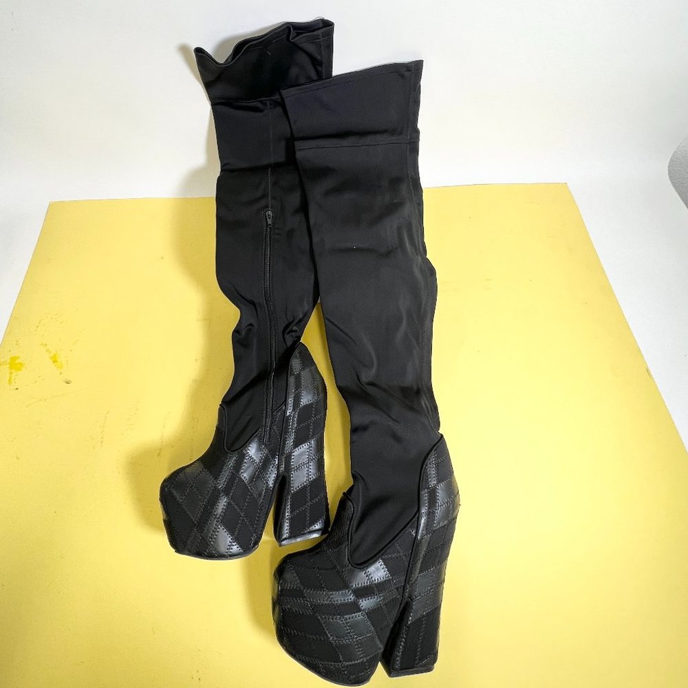 NIB Jeffrey Campbell Reckless, Black Neoprene Thigh High Boots